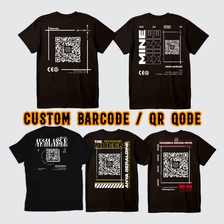 Kaos Sablon Custom Barcode Baju Custom QR Code Kaos Baju Custome