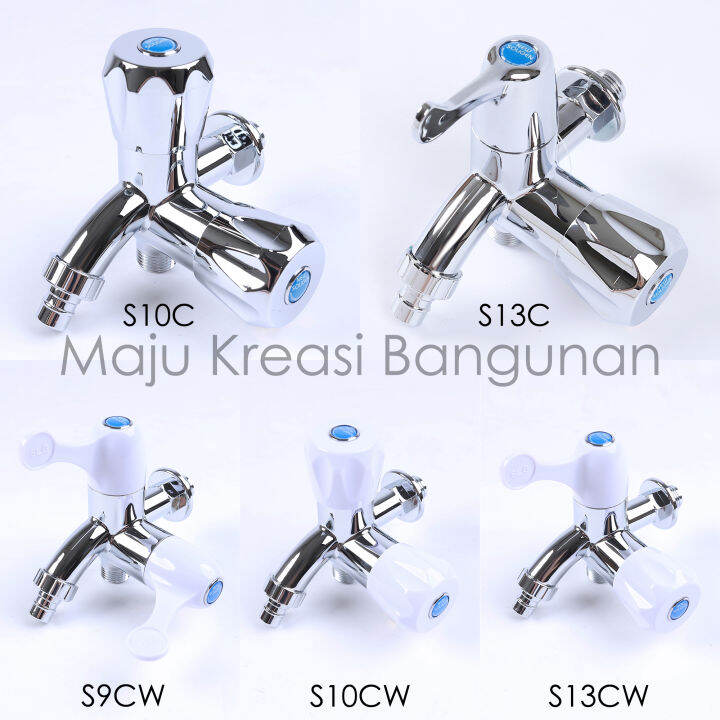 Kran Cabang Shower New Soligen Keran Double Pvc Chrome Engkol Mahkota