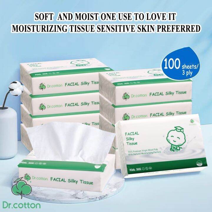 Silky Soft Facial Tissue Dr Cotton Ply Premium Virgin Wood Pulp W