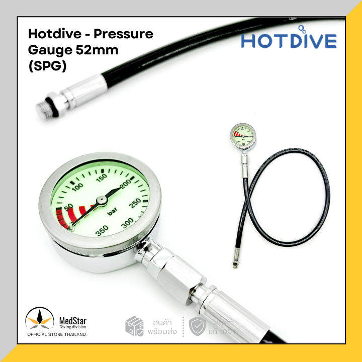 Hotdive Pressure Gauge 52mm SPG เกจวดแรงดนใตนำ สายยาว สายสน