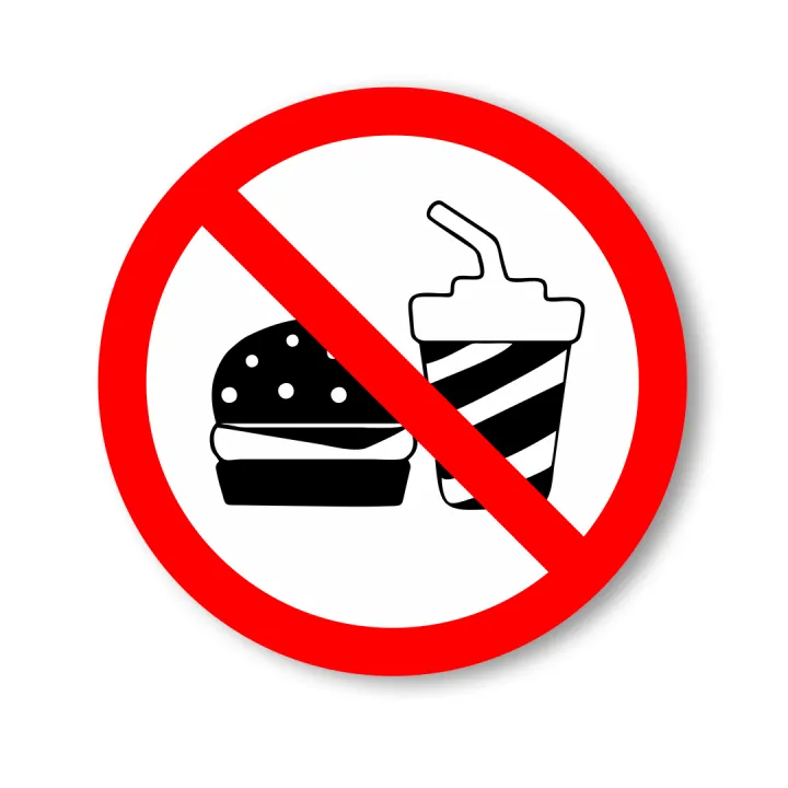 No Food Allowed Sign Papan Tanda Ruang Dilarang Membawa Makanan