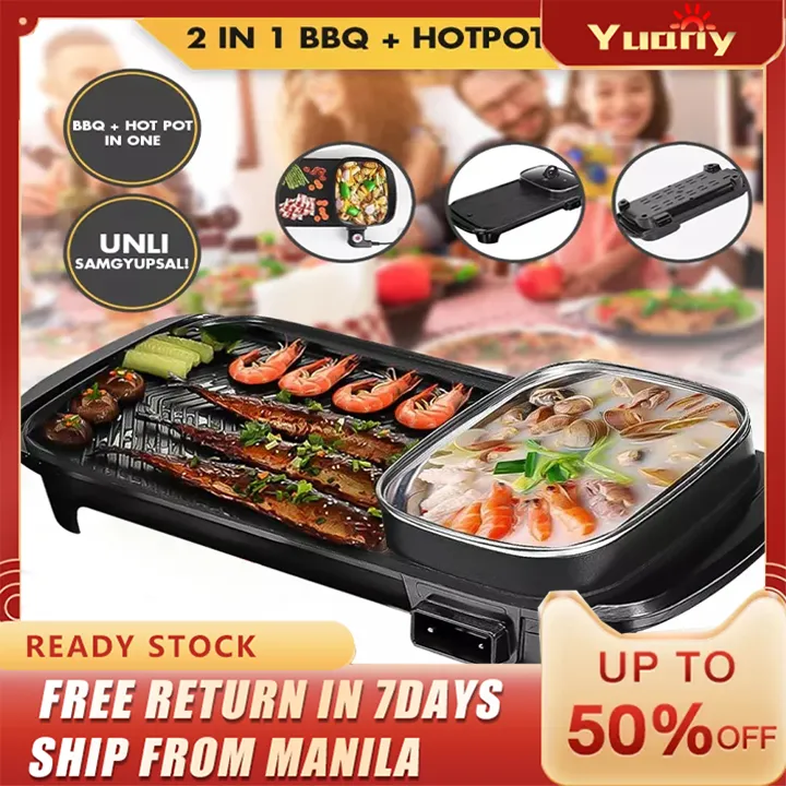 Multifunctional 2 In 1 Electric BBQ Grill With Hot Pot High Quality