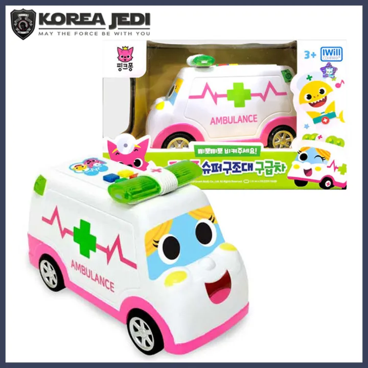 Pinkfong Super Rescue Ambulance Melody Led Light Friction Gear Vehicle