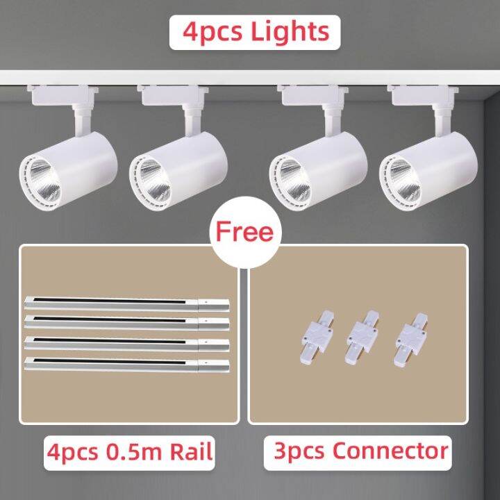 Whole Set 4PCS LED Track Light 12 20 30 40W Spot Light COB Track Lights