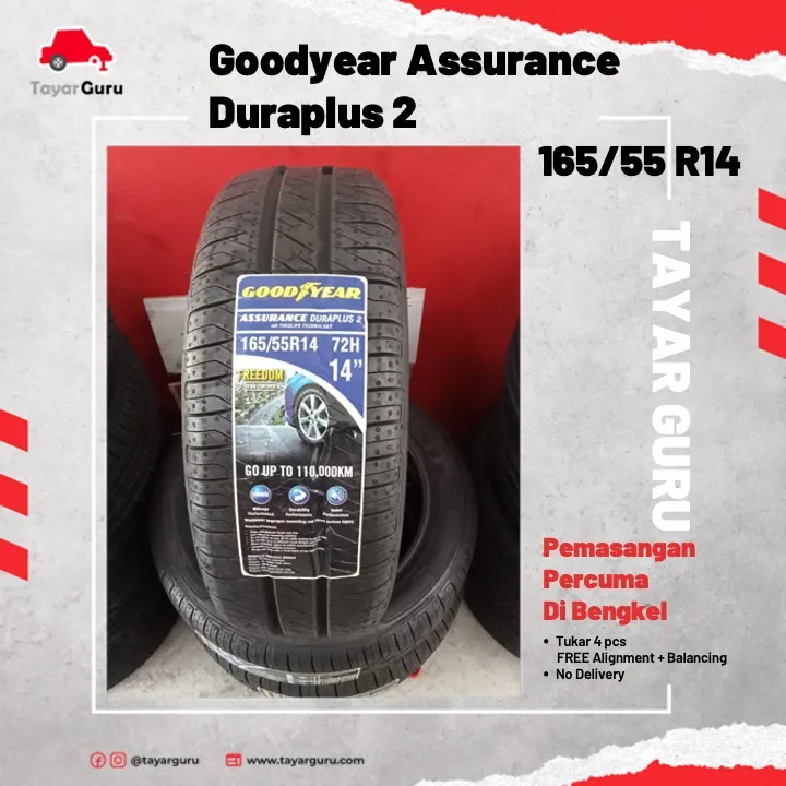 Goodyear Assurance Dura Plus 2 165 55R14 Tayar Baru Installation 165