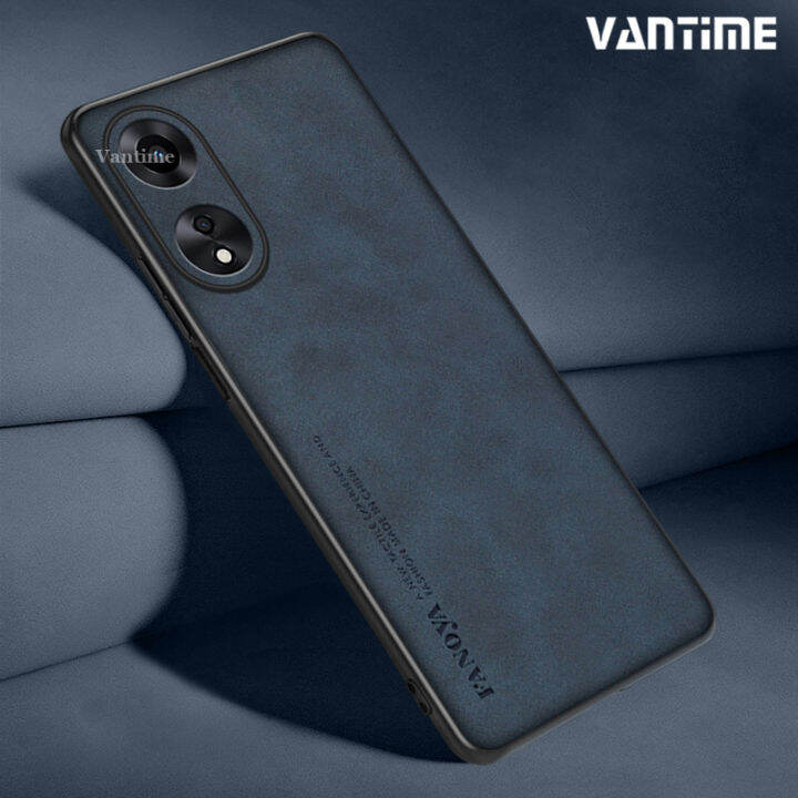 Vantime For OPPO A38 A58 A18 A78 4G A98 5G PU Leather Case Lens Cover