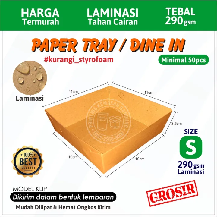 Paket Pcs Paper Tray Dine In Size S Kraft Gsm Piring Nampan