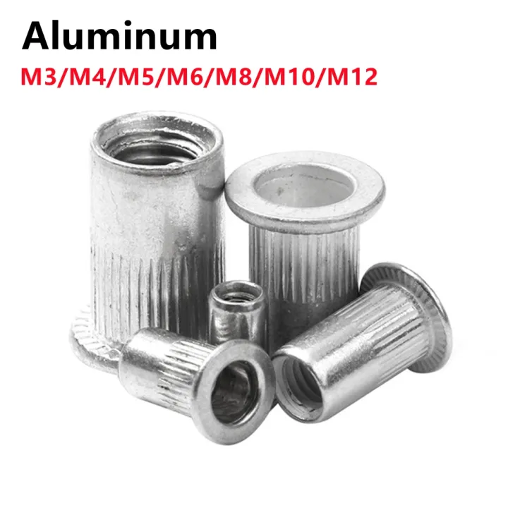 A HOT 100pcs M3 M4 M5 M6 M8 M10 M12 Rivet Nuts Aluminum Rivetnuts