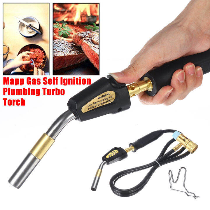 Mapp Gas Self Ignition Plumbing Solder Propane Welding Turbo Torch W