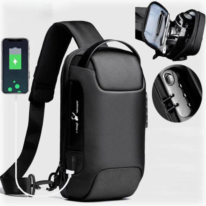 Multifunction Anti Theft Men S Waterproof Usb Oxford Crossbody Bag