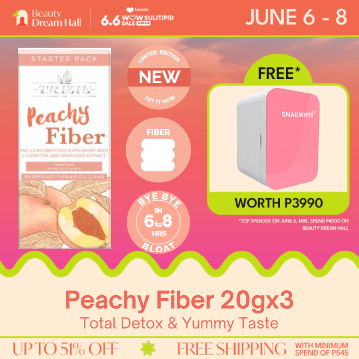 TRIZIE Peachy Fiber 3 Day Starter Pack Yummy Detox Clean Fiber Drink