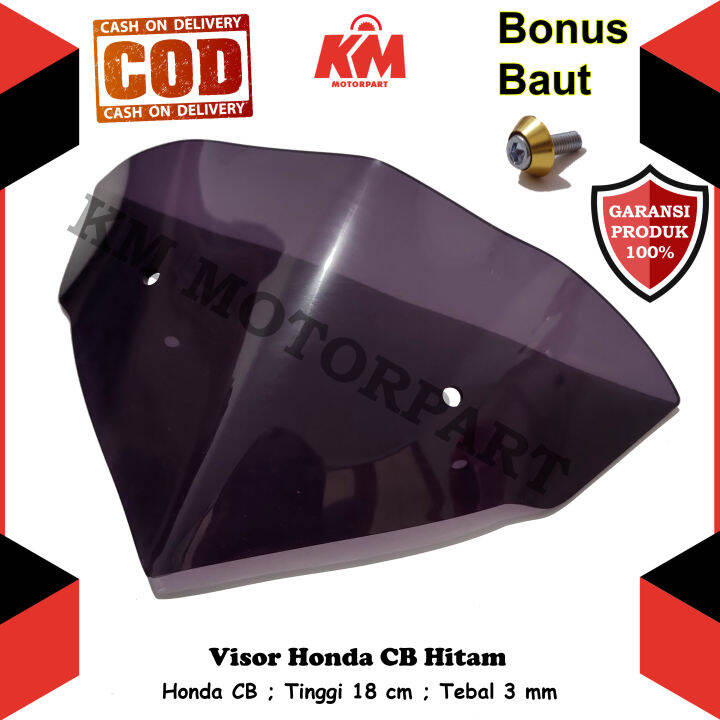 Visor Windshield Cb R Hitam Dan Bening Tebal Mm Bahan Kaca Mika