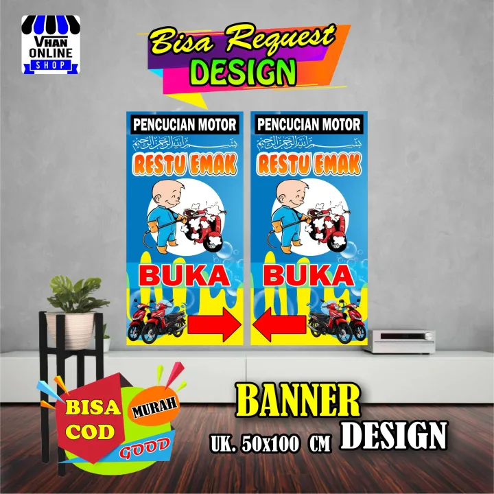 Spanduk Banner Cuci Motor Steam Motor Mobil Murah Bagus Lazada