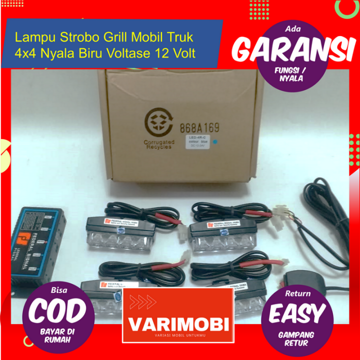 Lampu Strobo Grill Mobil Truk 4x4 Nyala Biru Voltase 12 Volt Lazada