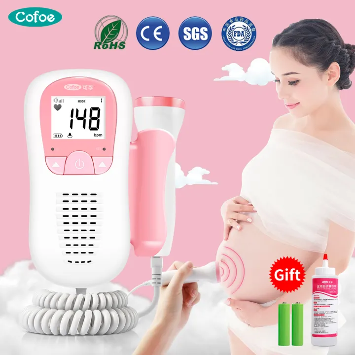 Free Gel Cofoe Fetal Doppler Baby Heart Rate Monitor Detector Lcd