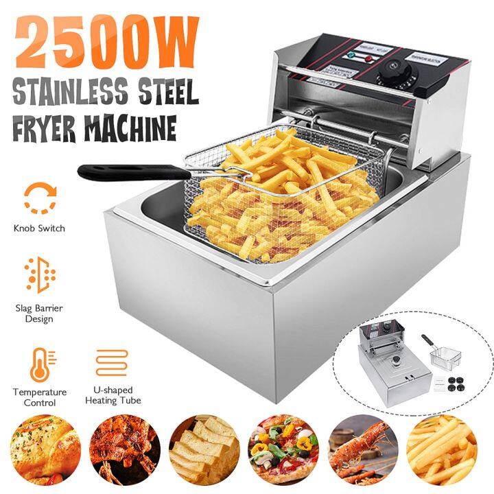 2500W Stainless Steel Commercial Electric Deep Fryer 110V 50 60Hz Stove