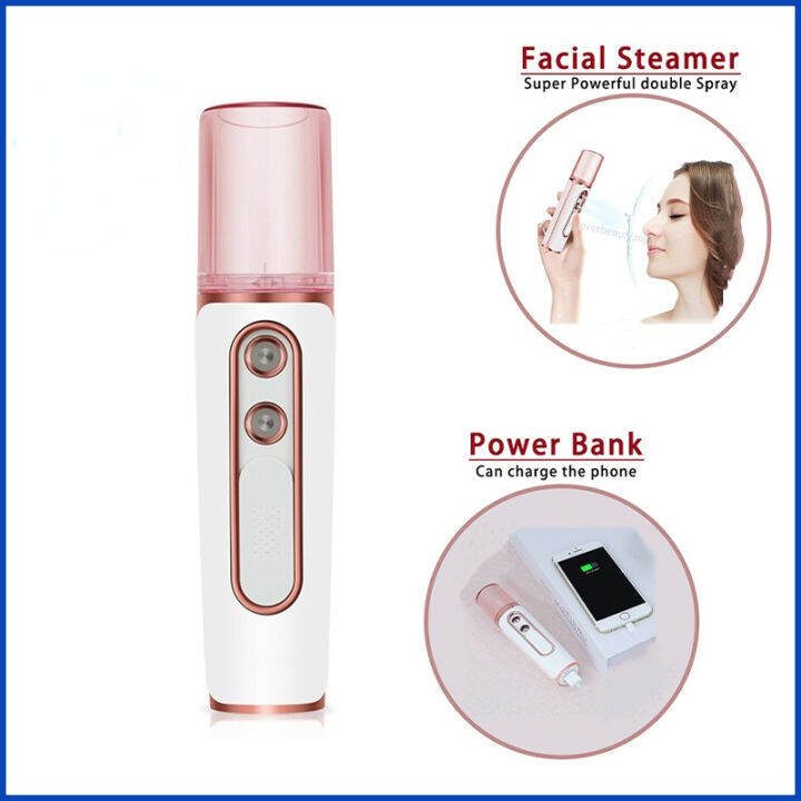 Portable Double Hole Super Spray Nano Water Mist Sprayer Face Steamer