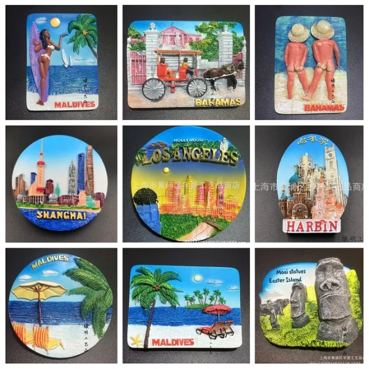 World Tourism Fridge Magnet Souvenir Maldives Los Angeles Shanghai