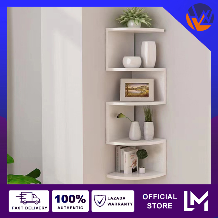 Hlw Minimalist Floating Wall Mount Corner Shelves Rack Display Wall