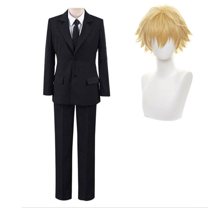 Holoun Anime Chainsaw Man Cosplay Costume Denji Aki Hayakawa Black Suit