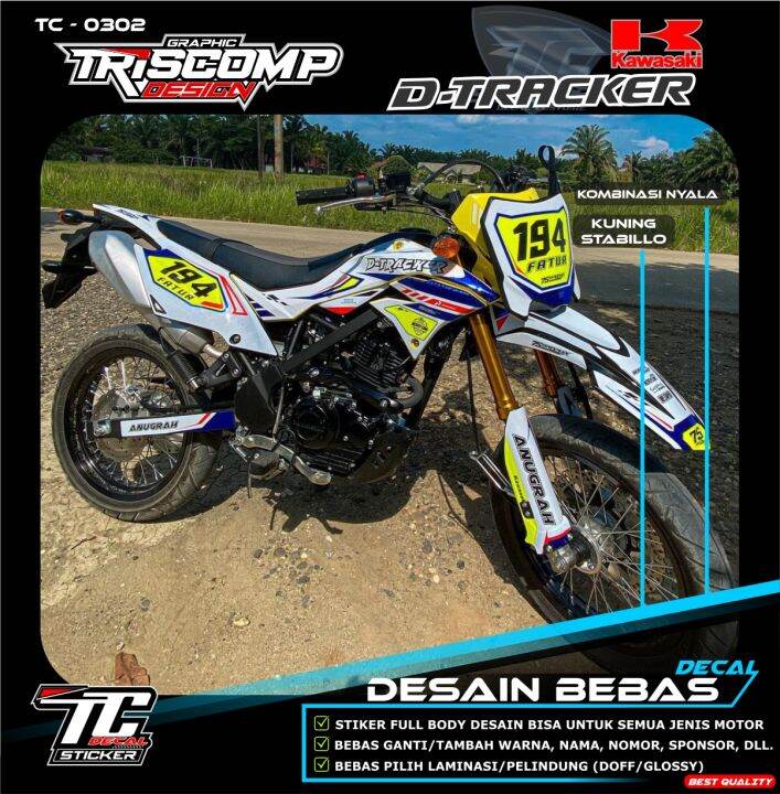 Sticker Decal Dtracker New KLX 150 BF Super Glossy Kombinasi Nomor