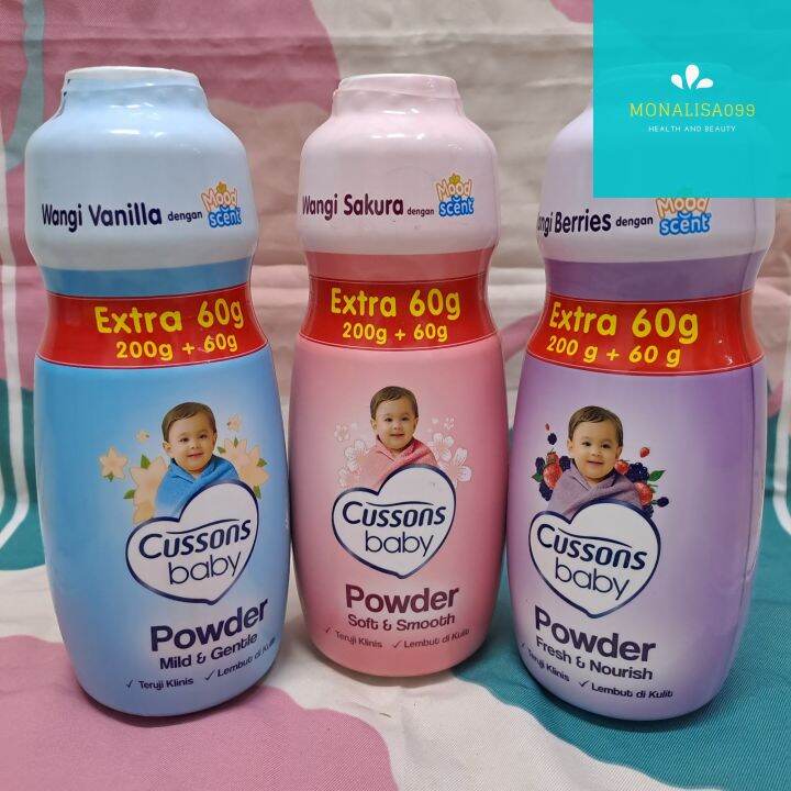 Cussons Baby Powder 200gr Extra 60gr Bedak Bayi Ukuran 200gr 60gr