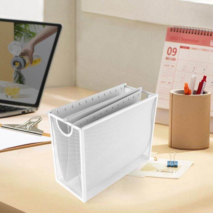 Hanging File Organizer Filing Box Metal Mesh File Crate With