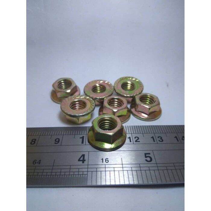 20 Pcs MUR FLANGE M8 KUNCI 12 NUT KUNING MUR M8 FLANGE NUT KUNING