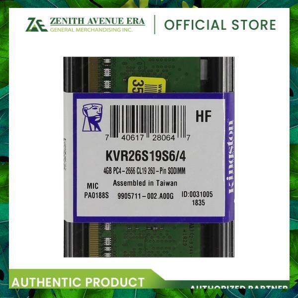 Kingston KVR26S19S6 4 ValueRam 4GB DDR4 2666MHz Sodimm Lazada PH