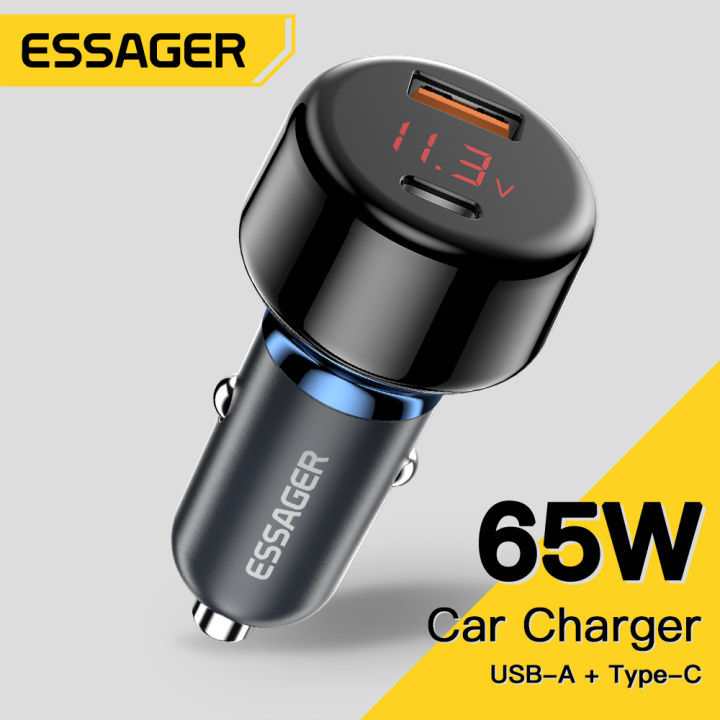 Essager W Car Charger Led Display Usb Type C Dual Port Fast Charger