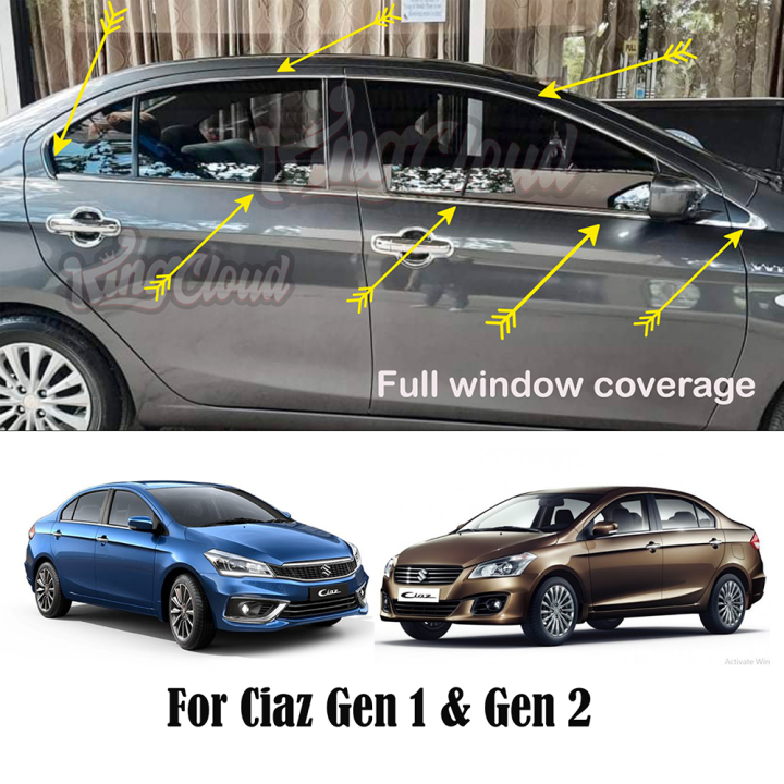 Suzuki Ciaz Door Window Chrome Garnish Upper And Lower Trim Full Set