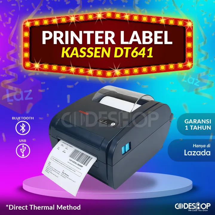 Printer Barcode Kassen DT 641 Cetak Label Thermal DT641 USB Bluetooth