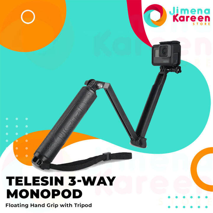 TELESIN Monopod 3 Way Pole Waterproof Selfie Stick Floating Handle 3