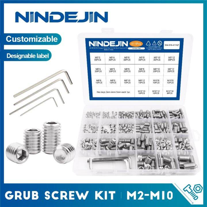 Nindejin Pcs Pcs Hex Hexagon Grub Screw Kit M M Stainless