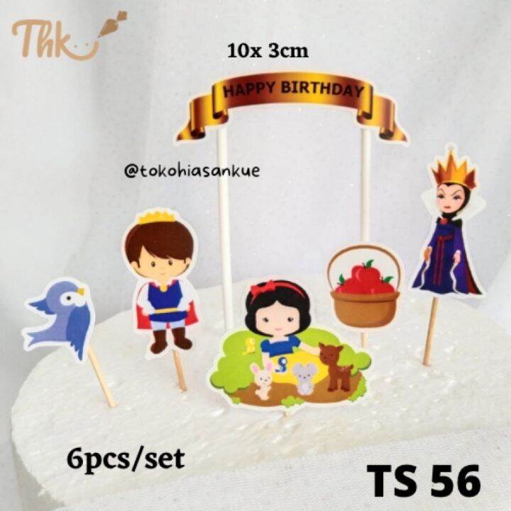 TS 56 Tusukan Kue Hiasan Cake Topper Princess Snow White Putri Salju