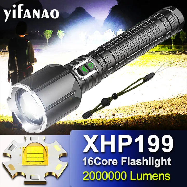 LM XHP199มประสทธภาพมากทสดไฟฉาย LED 18650 26650 USB ชารจ5ซมไฟฉาย