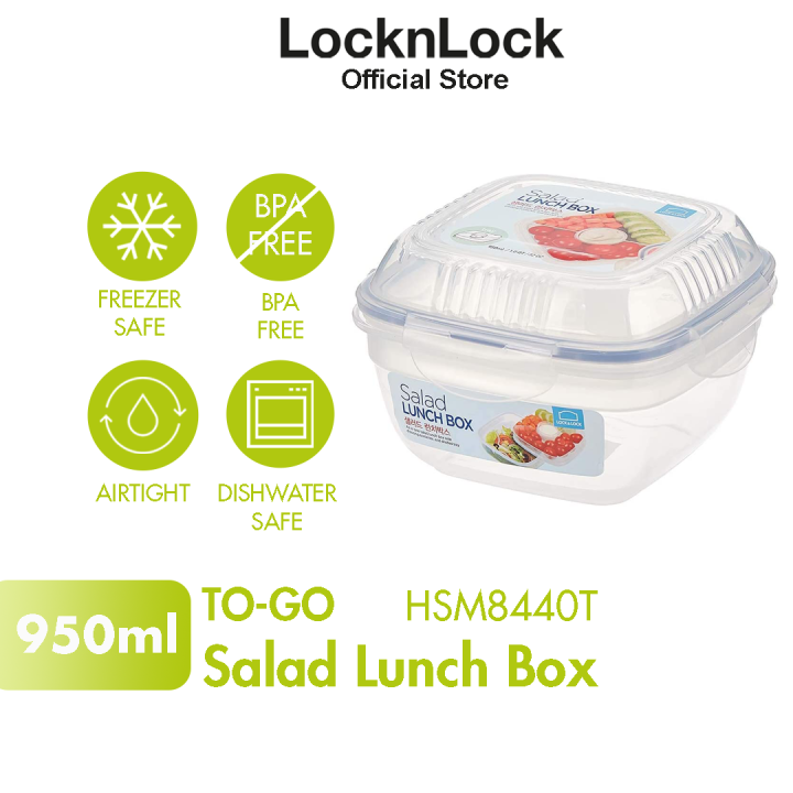 LocknLock To Go Lunchbox Two Room Salad Container W Sauce Container