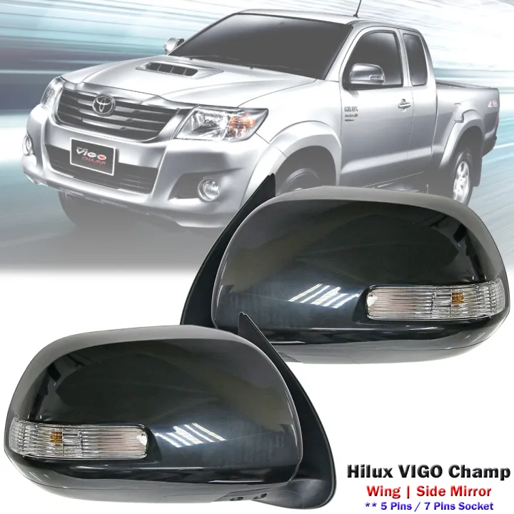 READY STOCK Toyota Hilux VIGO Champ KUN25 KUN26 Side Mirror Black W