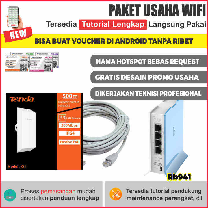 Paket Alat Usaha Wifi Sistem Voucher Billing Hotspot Siap Pakai Tenda