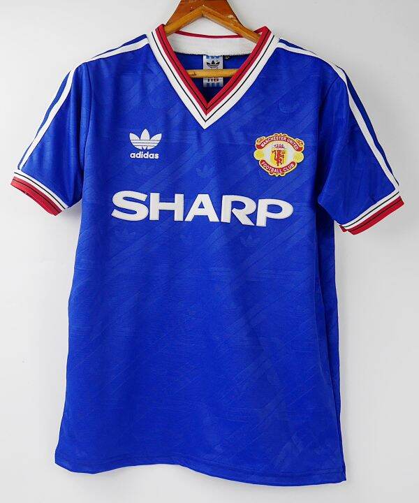 D Man Utd Away Rd Blue Retro Football Shirt Soccer Jersey