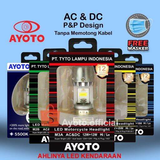 Lampu Motor Depan Headlamp LED H4 AYOTO AC DC M3A Lazada Indonesia