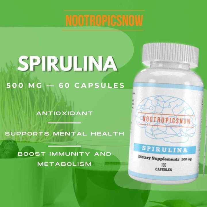 Spirulina 500mg 60 Capsules Nootropic Brain Booster For Immunity