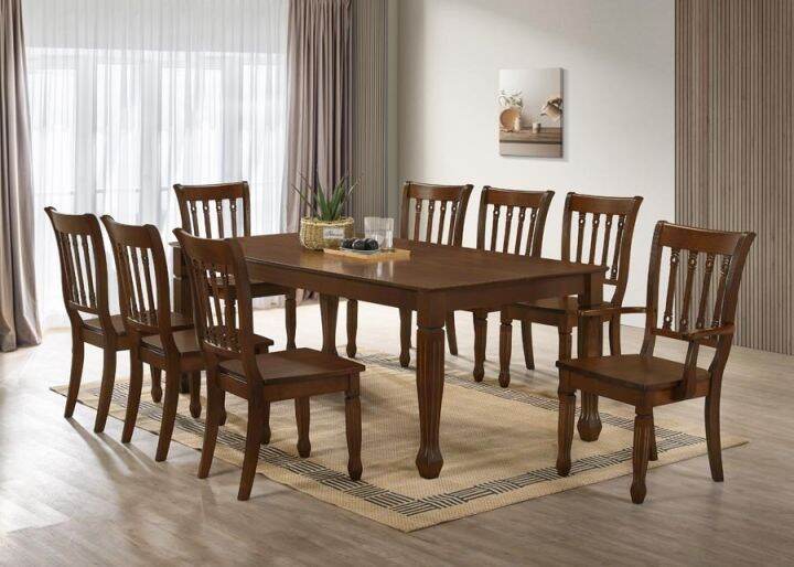 Solid Rubber Wood Dining Room Set Dining Table Dining Chair Meja