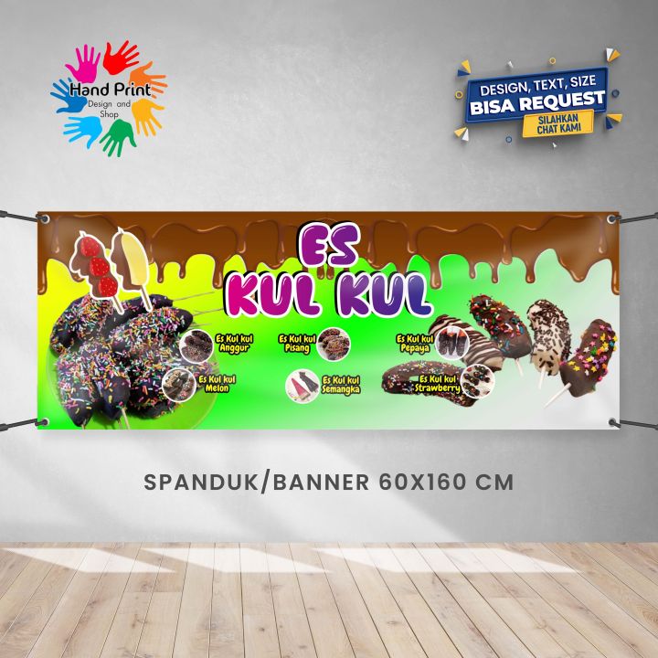 Spanduk Banner Es Kul Kul Buah Coklat Warna Pelangi Makanan Minuman