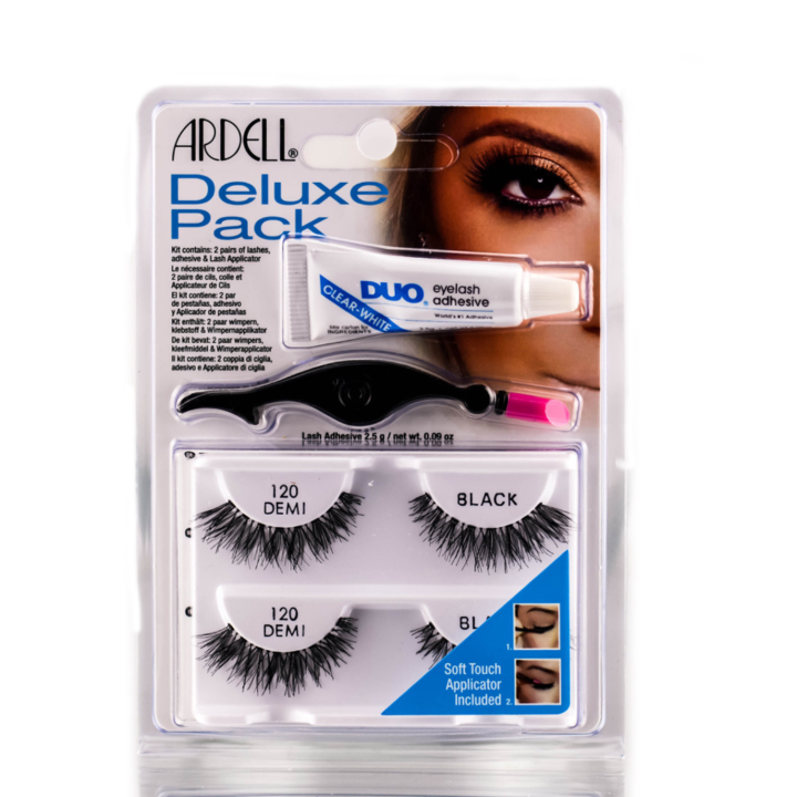 Ardell Deluxe Pack With 2 Pairs Of 120 Demi Black Lashes Adhesive And