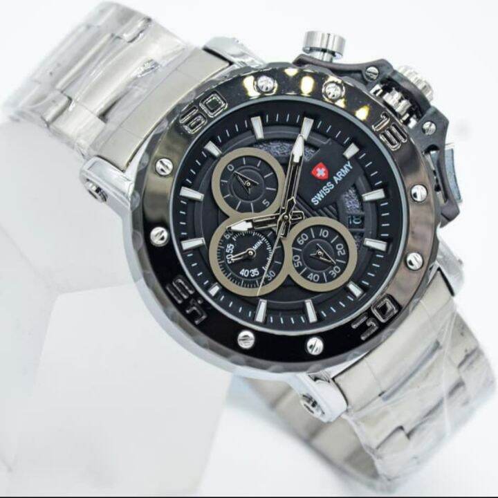 JAM TANGAN PRIA SWISS ARMY CHRONO AKTIF TANGGAL AKTIF SWISS ARMY RANTAI