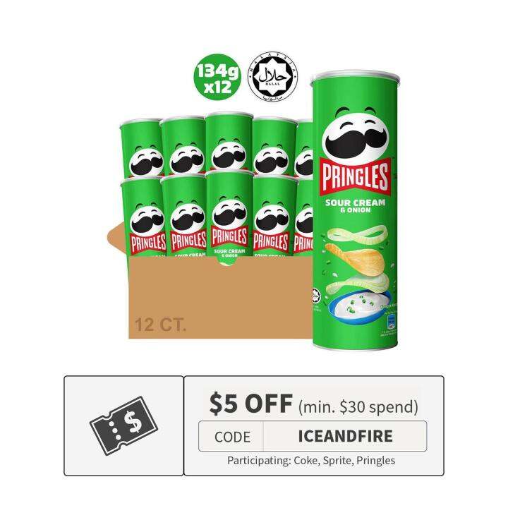 Pringles Potato Chips Sour Cream And Onion 134G Carton Of 12