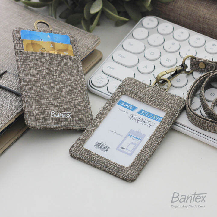 Bantex Leather Name Tag ID Card Holder Beige 8869 13 Kulit Sintetis