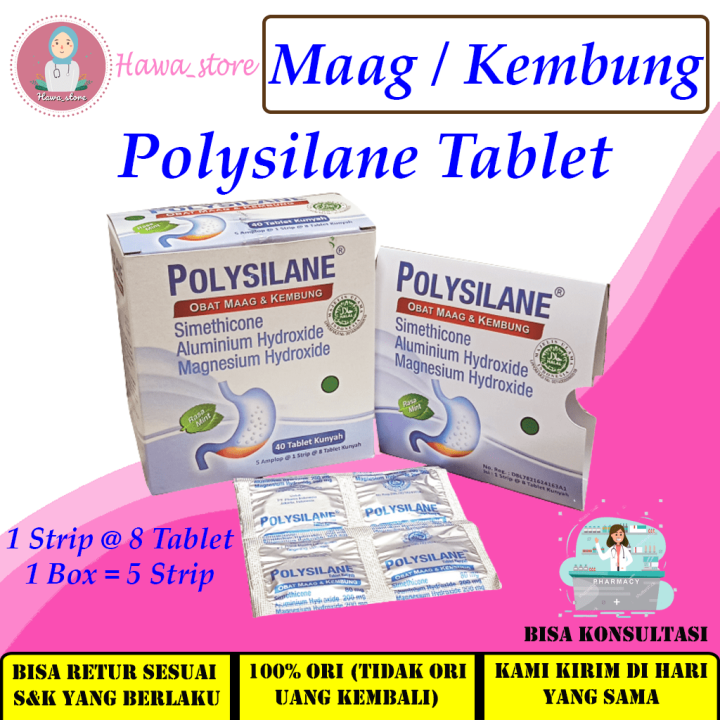 Isi Strip Polysilane Tablet Kunyah X Obat Sakit Maag Asam