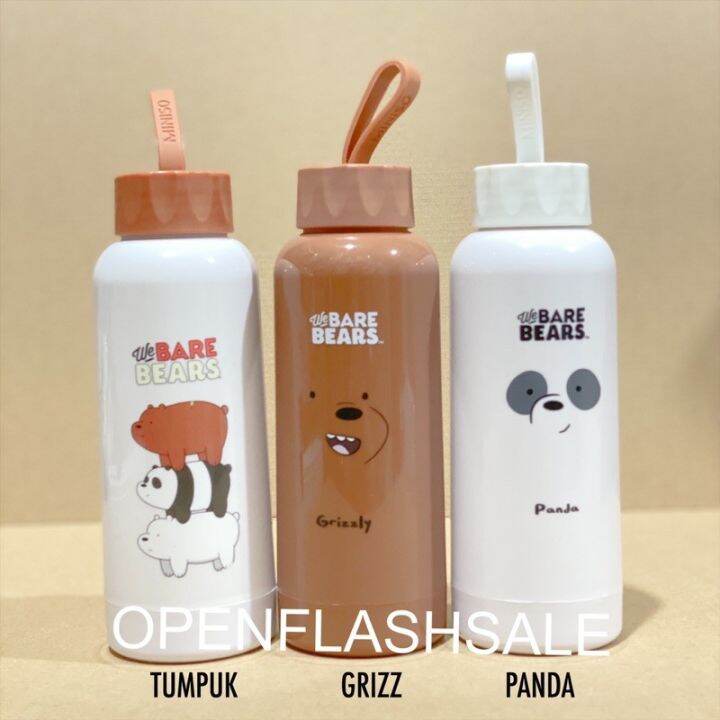 Botol Minum We Bare Bears Miniso Kaca Tebal Tahan Panas Promo Murah